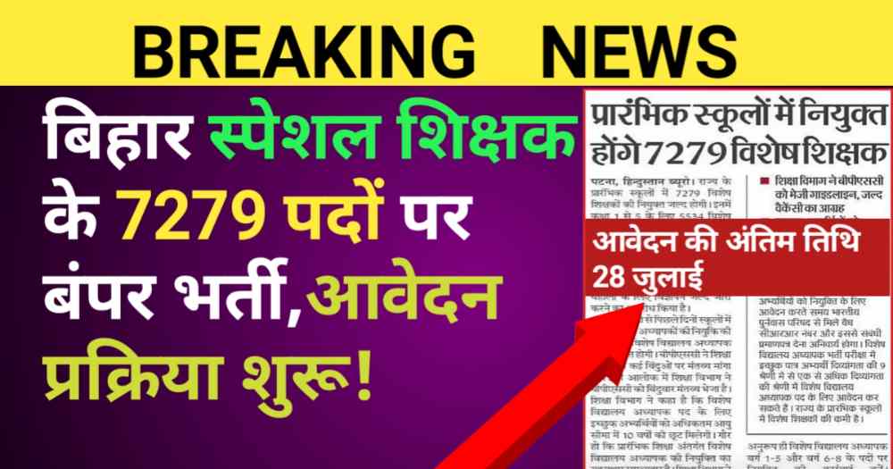 bihar special teacher vacancy 2025 notification